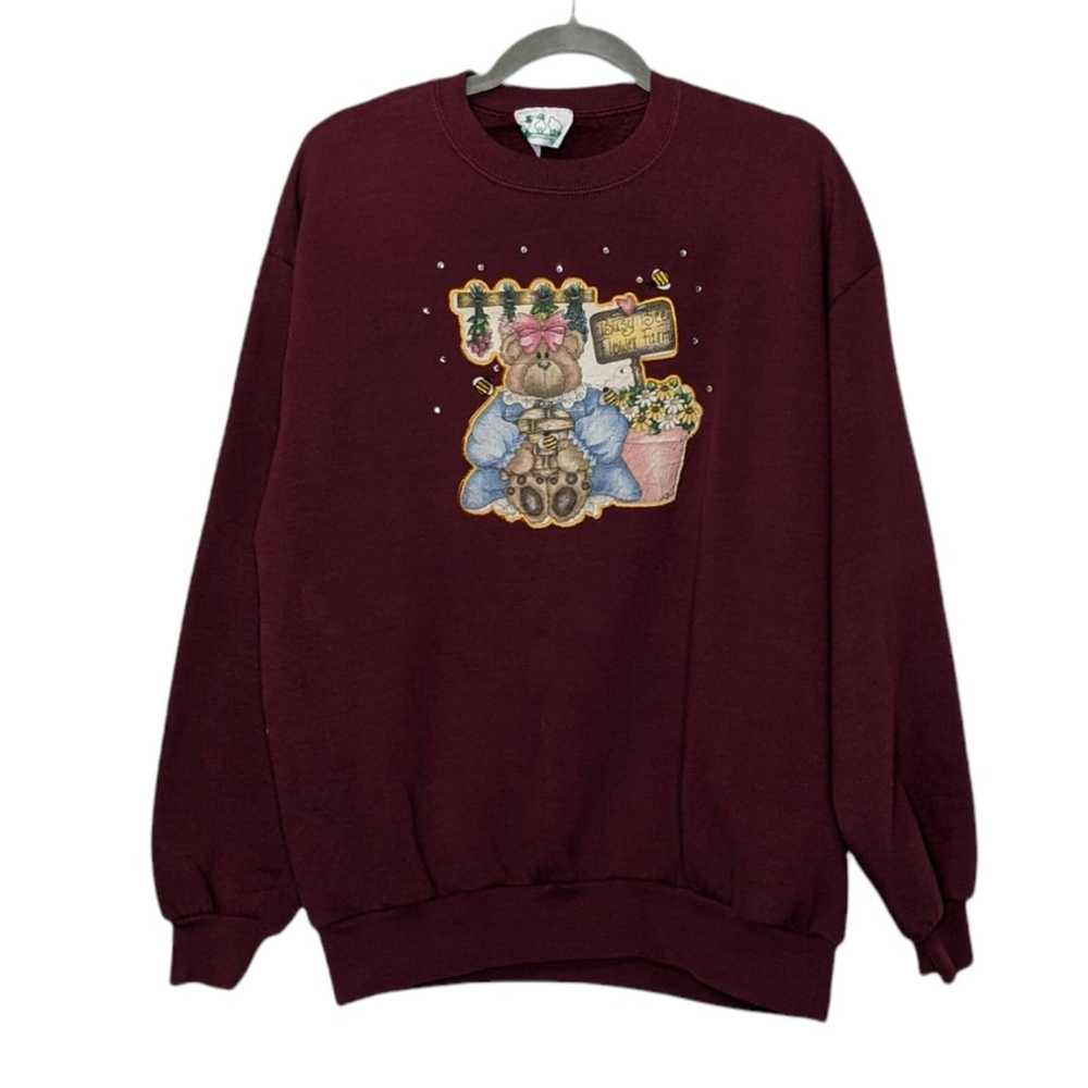 Vintage Vintage Bear Bees Garden Nature Crewneck … - image 1