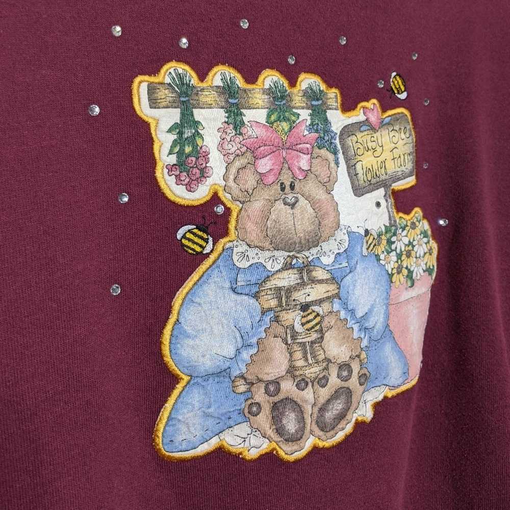 Vintage Vintage Bear Bees Garden Nature Crewneck … - image 3