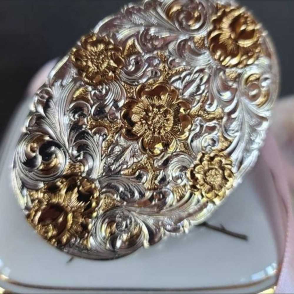 Gold and Silver Floral Belt Buckle Crumbine Inc. - image 8