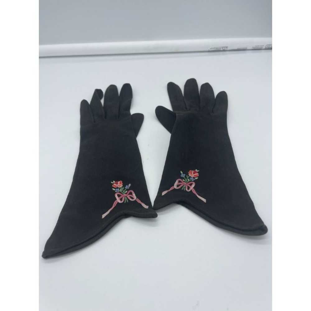 Vintage Wear Right Black Suede Embroidered Gloves… - image 1