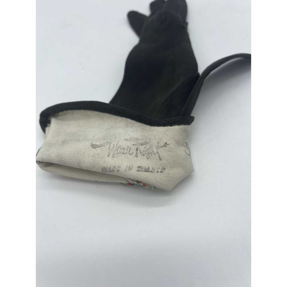Vintage Wear Right Black Suede Embroidered Gloves… - image 5