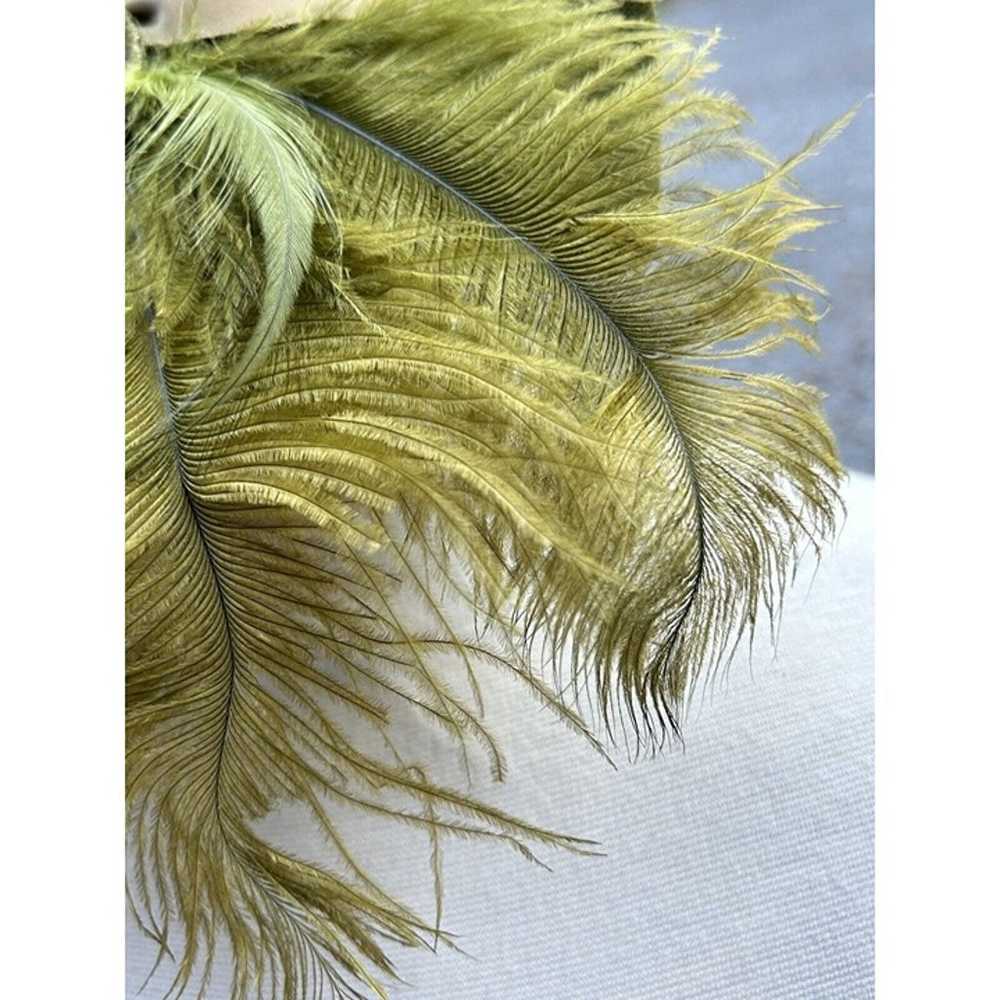 Vtg Fascinator Hat Green Velvet Feathers On Hair … - image 4