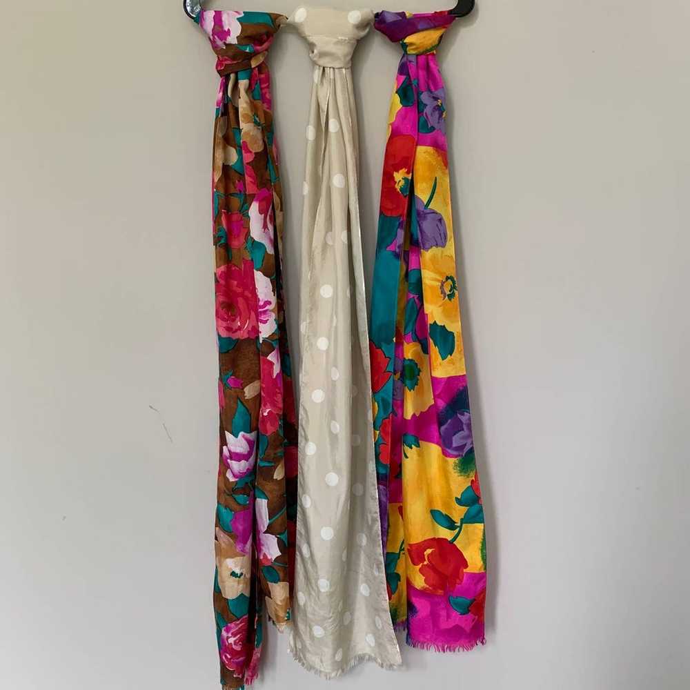 Express vintage scarf bundle 3 long 100% silk sca… - image 1