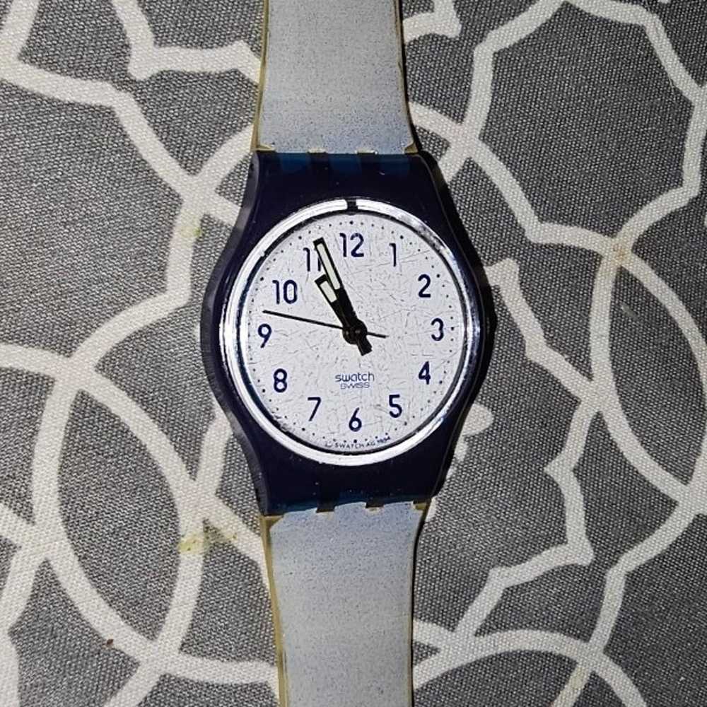 Vintage Swatch Watch Royal Blue White Band - image 1