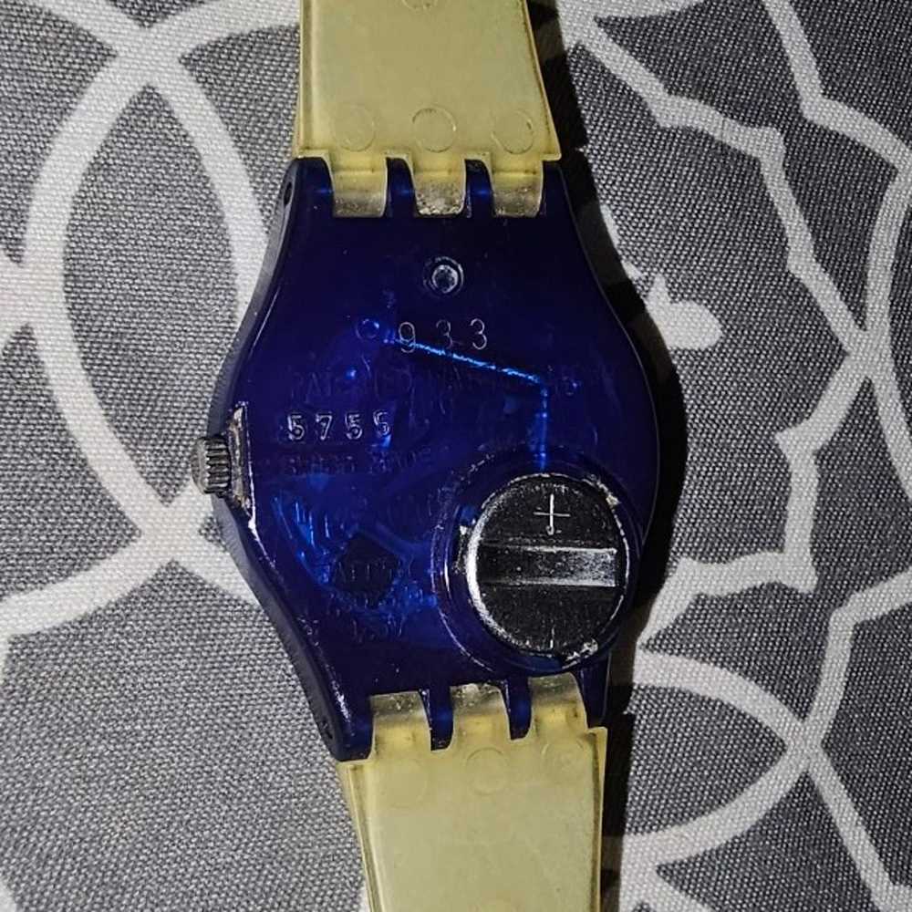 Vintage Swatch Watch Royal Blue White Band - image 6
