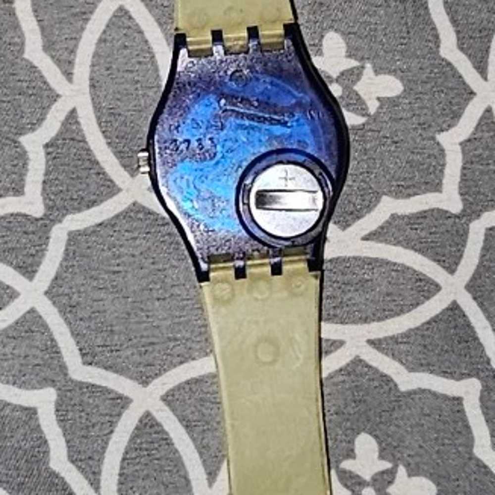 Vintage Swatch Watch Royal Blue White Band - image 7