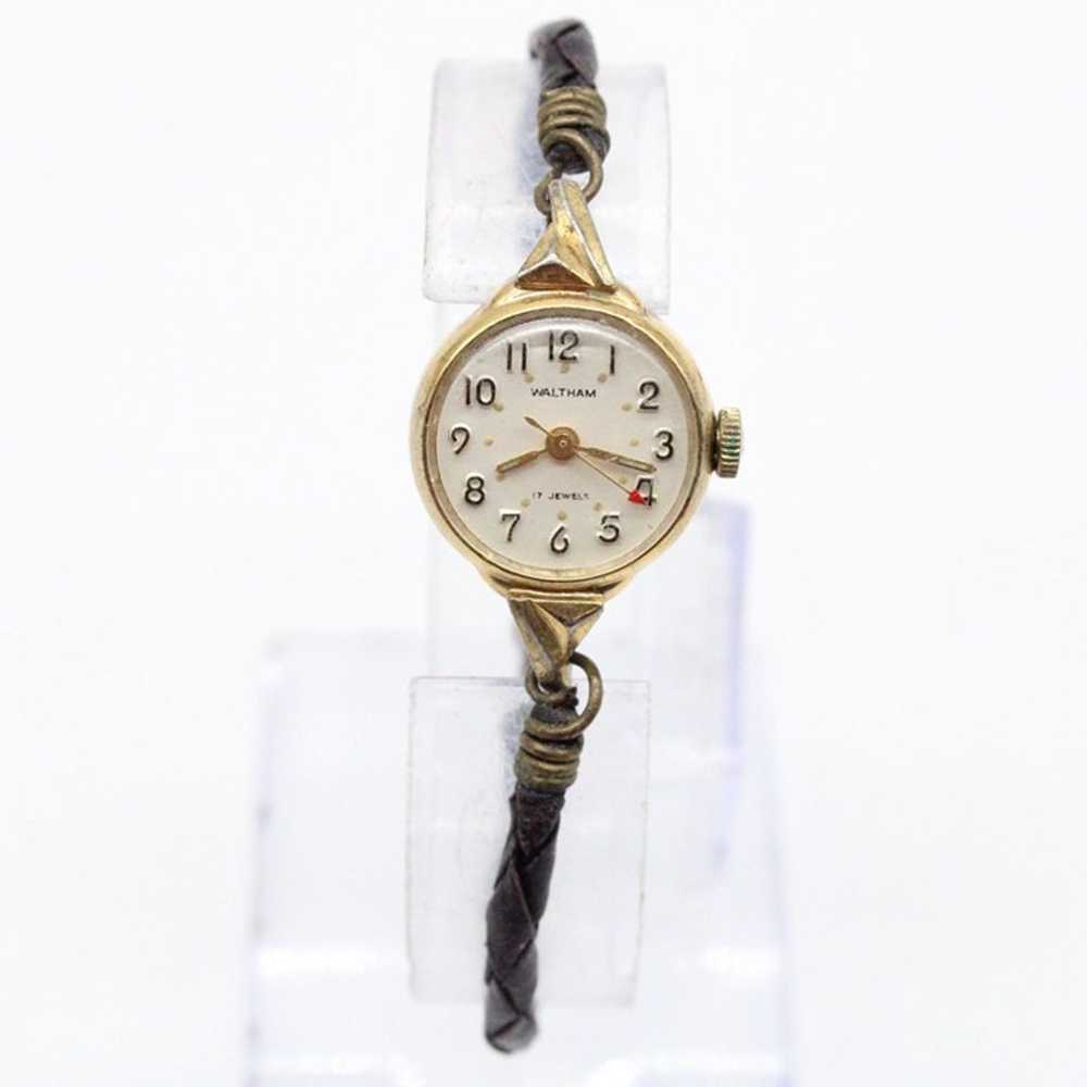 Vintage Waltham Watch Womens Gold Tone Stainless … - image 2