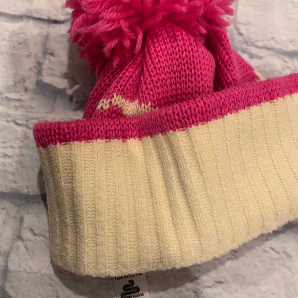 Vintage smiley winter ski cap hat USA nevada pink… - image 4