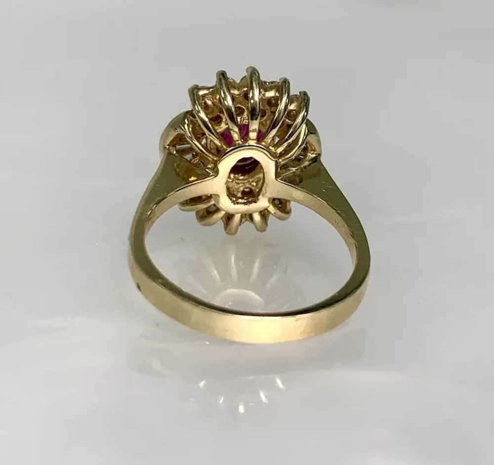 14K Yellow Gold Oval Cut Ruby Diamond Ring - image 4