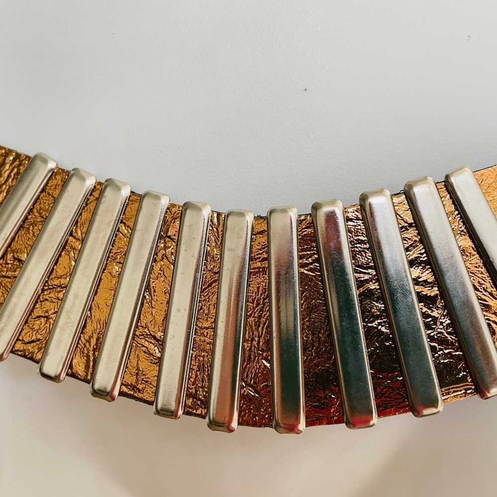 VNTAGE 80s Chic Coppery GOLD Foil Embossed Belt W… - image 3