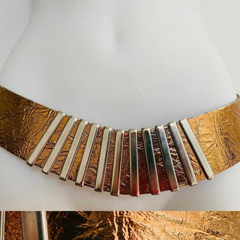 VNTAGE 80s Chic Coppery GOLD Foil Embossed Belt W… - image 6