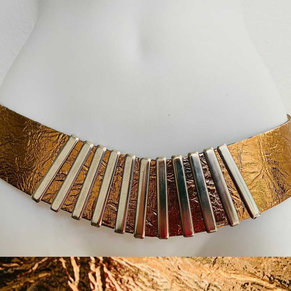 VNTAGE 80s Chic Coppery GOLD Foil Embossed Belt W… - image 7