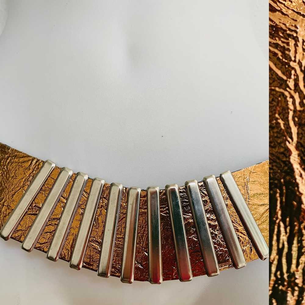 VNTAGE 80s Chic Coppery GOLD Foil Embossed Belt W… - image 9