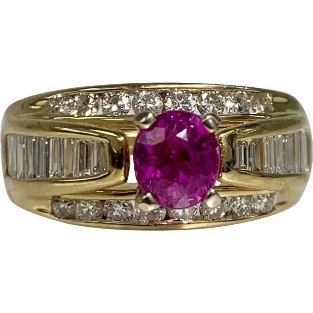 14K Yellow Gold Oval Cut Ruby Diamond Ring - image 1