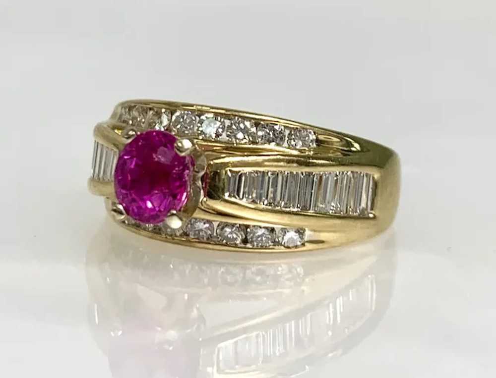 14K Yellow Gold Oval Cut Ruby Diamond Ring - image 2