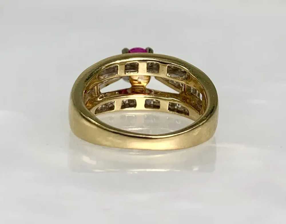 14K Yellow Gold Oval Cut Ruby Diamond Ring - image 4