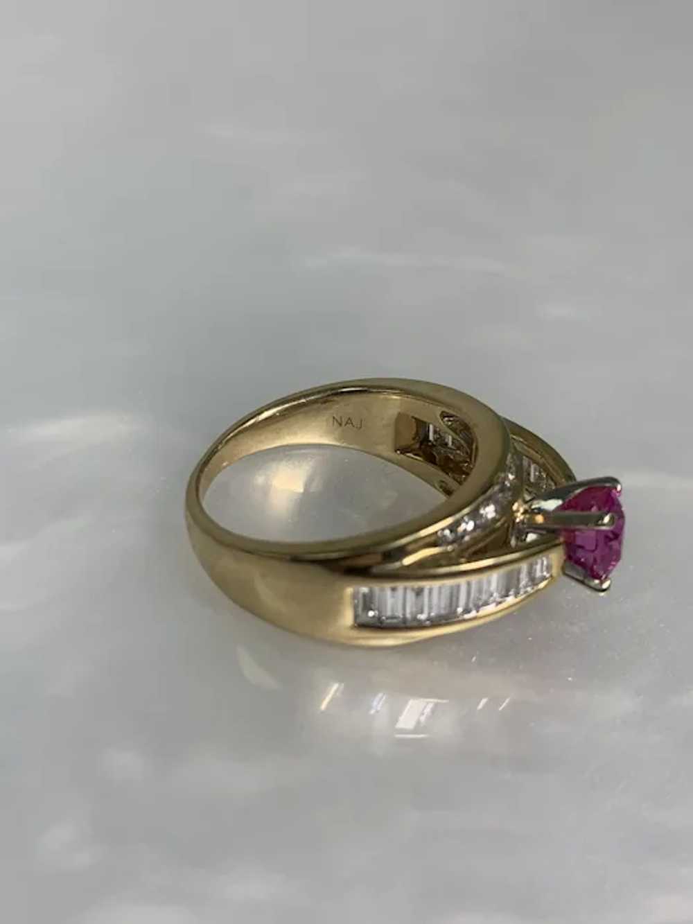 14K Yellow Gold Oval Cut Ruby Diamond Ring - image 6