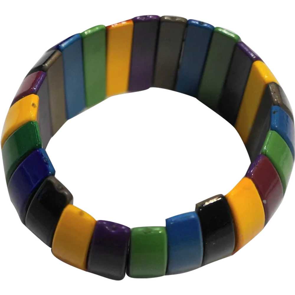 Bright Colorful Domed Plastic Stretch Bracelet - image 1