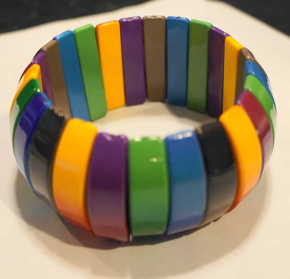 Bright Colorful Domed Plastic Stretch Bracelet - image 2