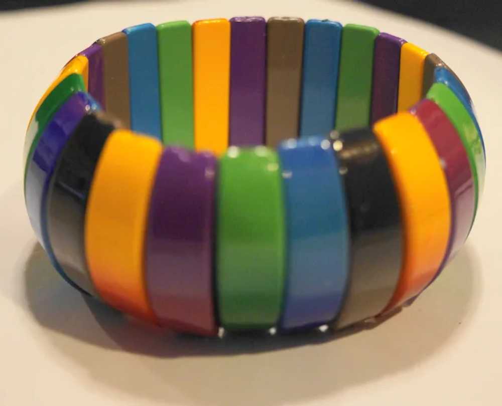 Bright Colorful Domed Plastic Stretch Bracelet - image 3