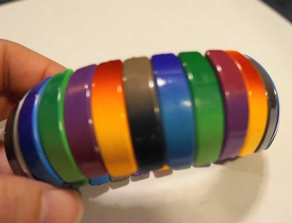 Bright Colorful Domed Plastic Stretch Bracelet - image 4