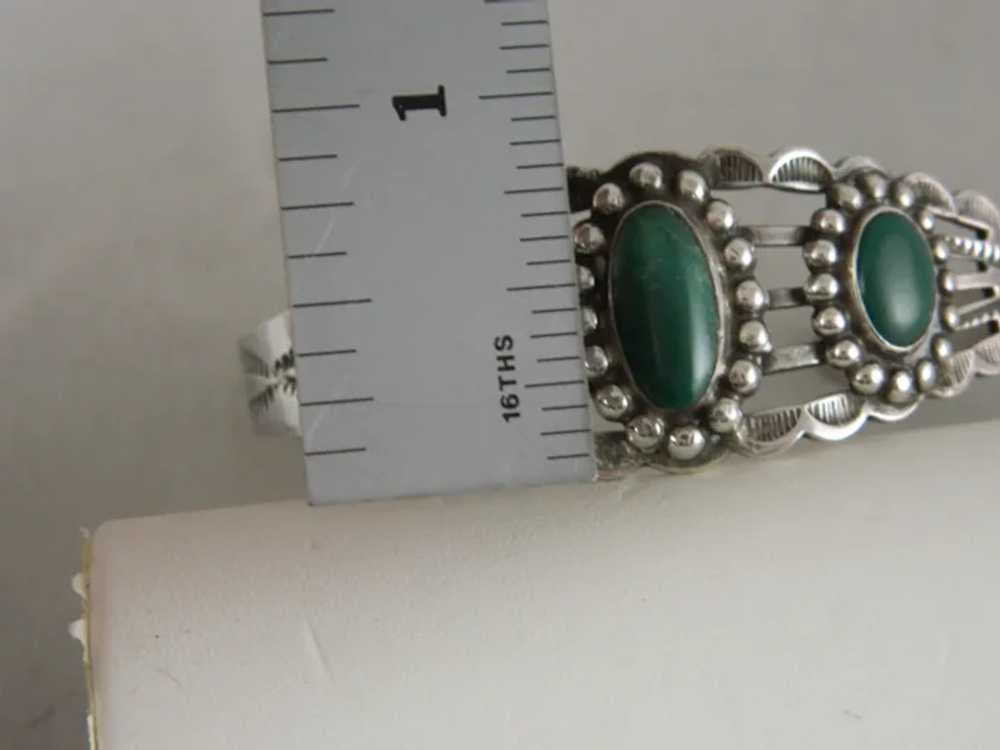 Vintage Sterling Silver Green Turquoise Navajo Cu… - image 10