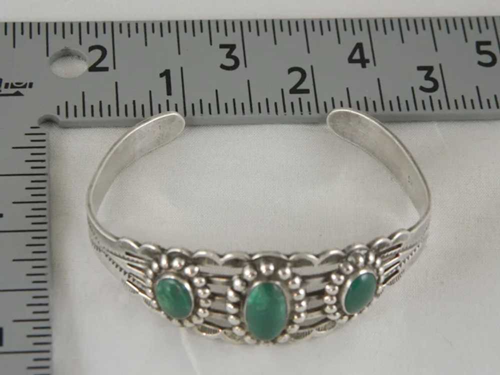 Vintage Sterling Silver Green Turquoise Navajo Cu… - image 4