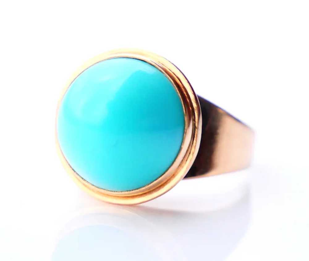 Vintage Retro Ring 10ct Persian Turquoise solid 1… - image 10