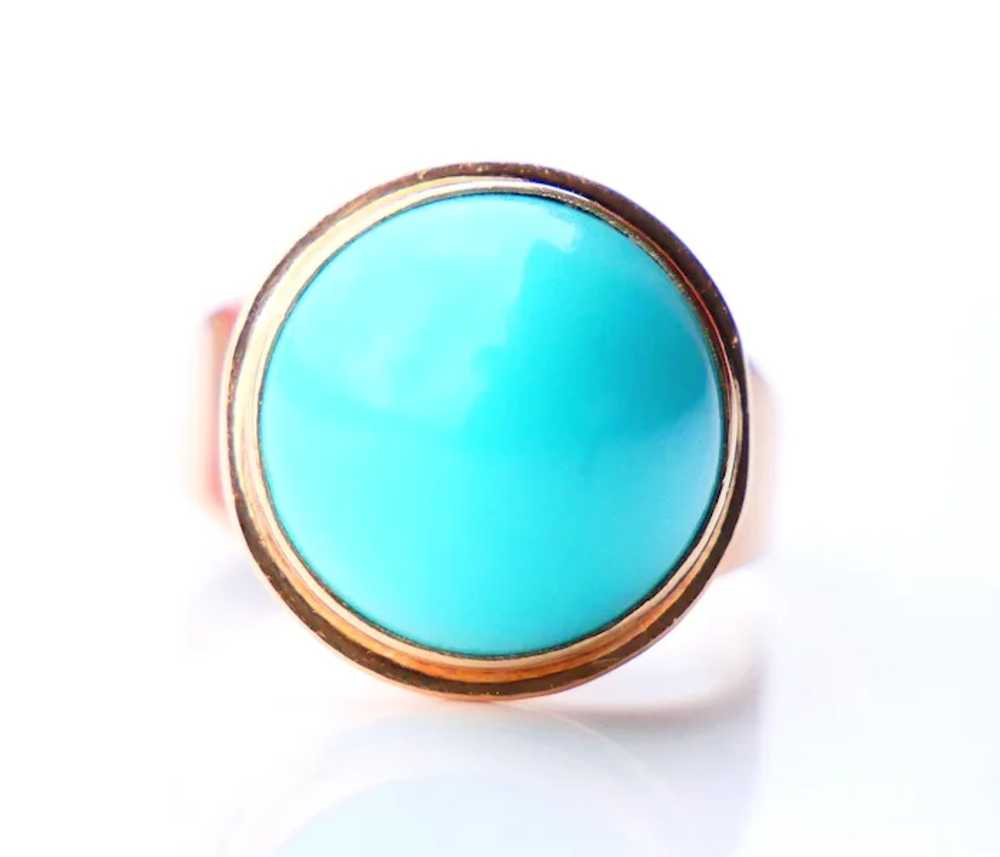 Vintage Retro Ring 10ct Persian Turquoise solid 1… - image 11