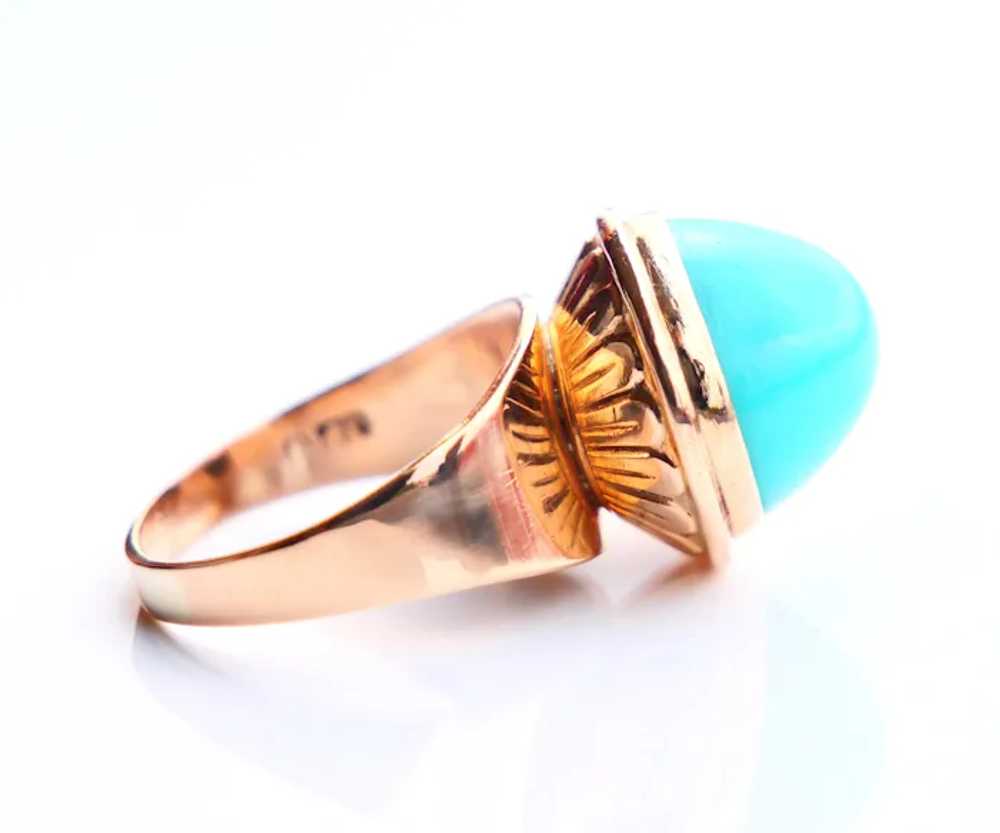 Vintage Retro Ring 10ct Persian Turquoise solid 1… - image 12