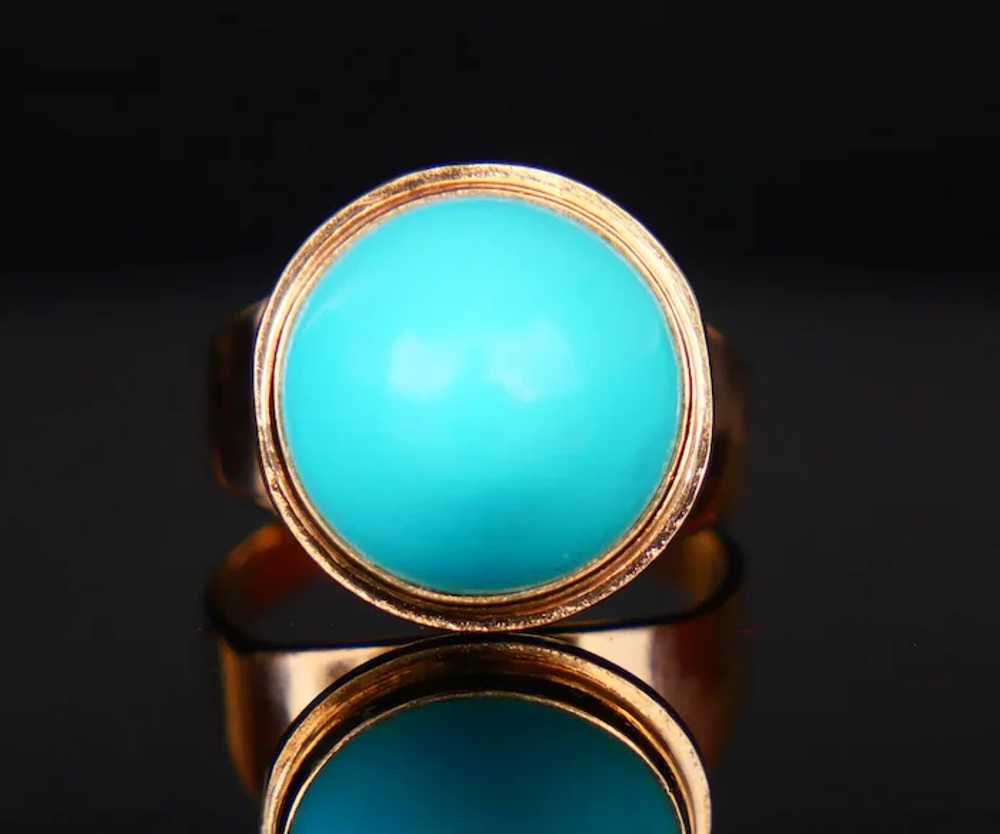 Vintage Retro Ring 10ct Persian Turquoise solid 1… - image 2