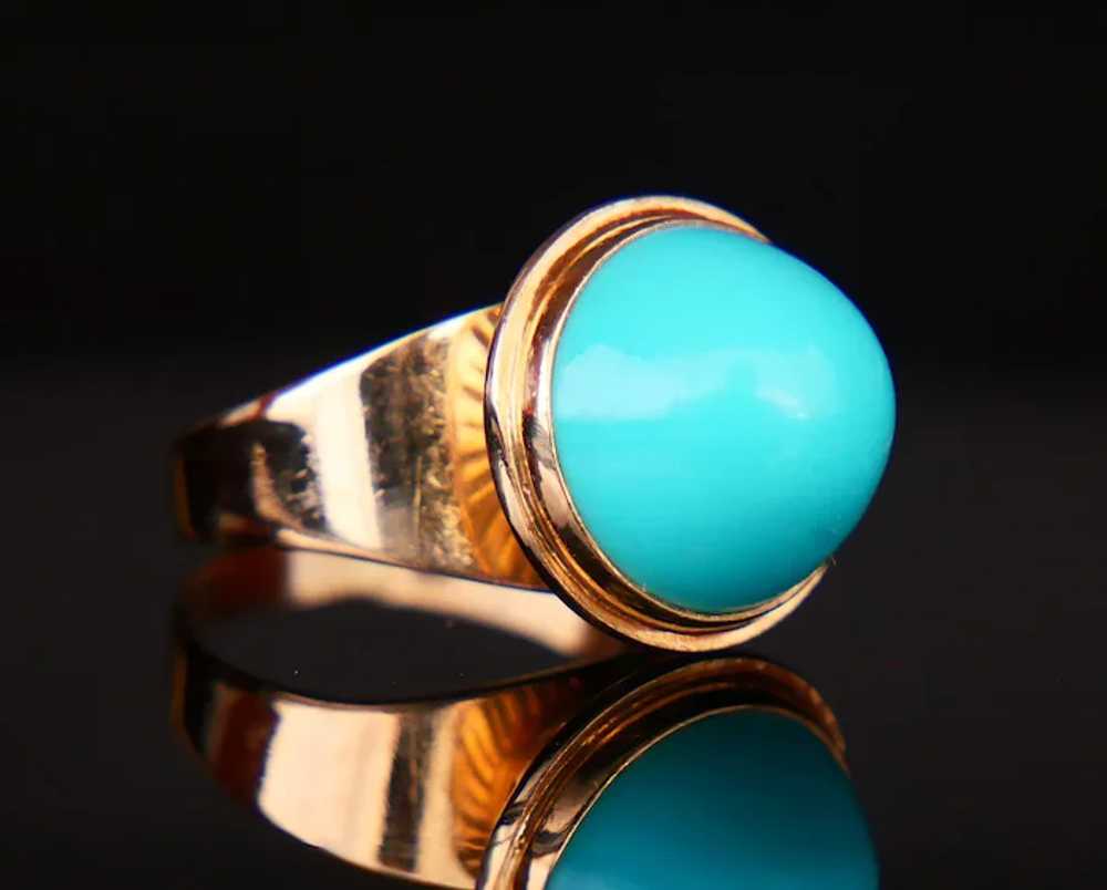 Vintage Retro Ring 10ct Persian Turquoise solid 1… - image 4