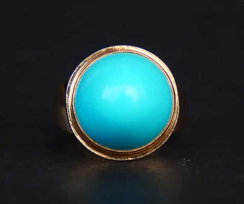 Vintage Retro Ring 10ct Persian Turquoise solid 1… - image 5