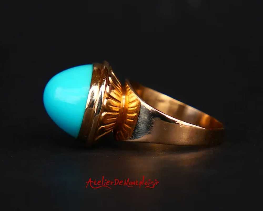 Vintage Retro Ring 10ct Persian Turquoise solid 1… - image 6