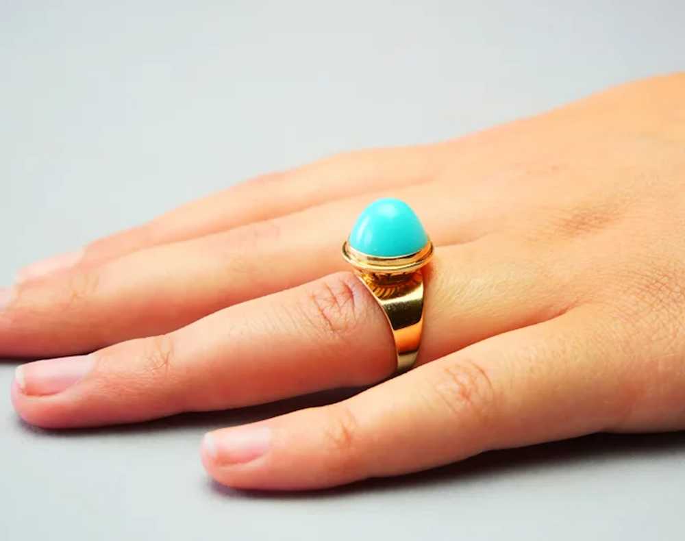 Vintage Retro Ring 10ct Persian Turquoise solid 1… - image 7