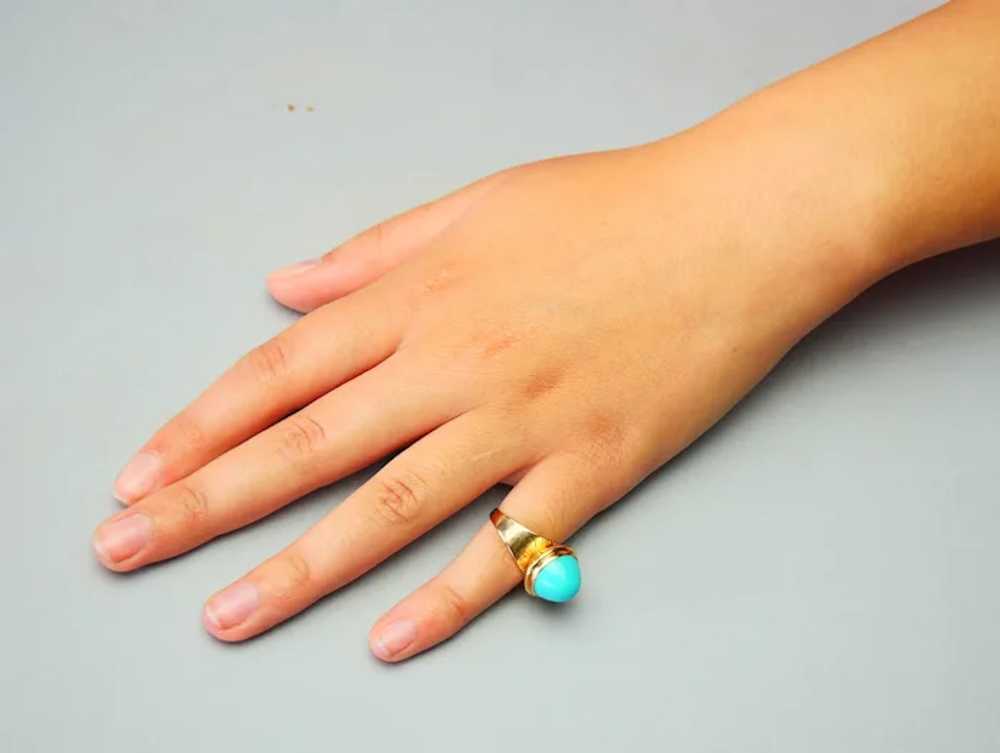 Vintage Retro Ring 10ct Persian Turquoise solid 1… - image 9