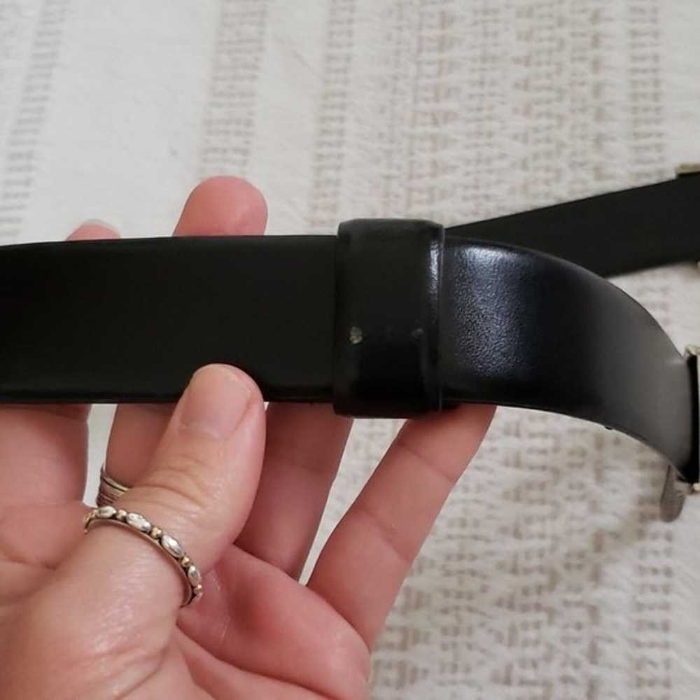 Bonded leather belt, black with silver metal deta… - image 7
