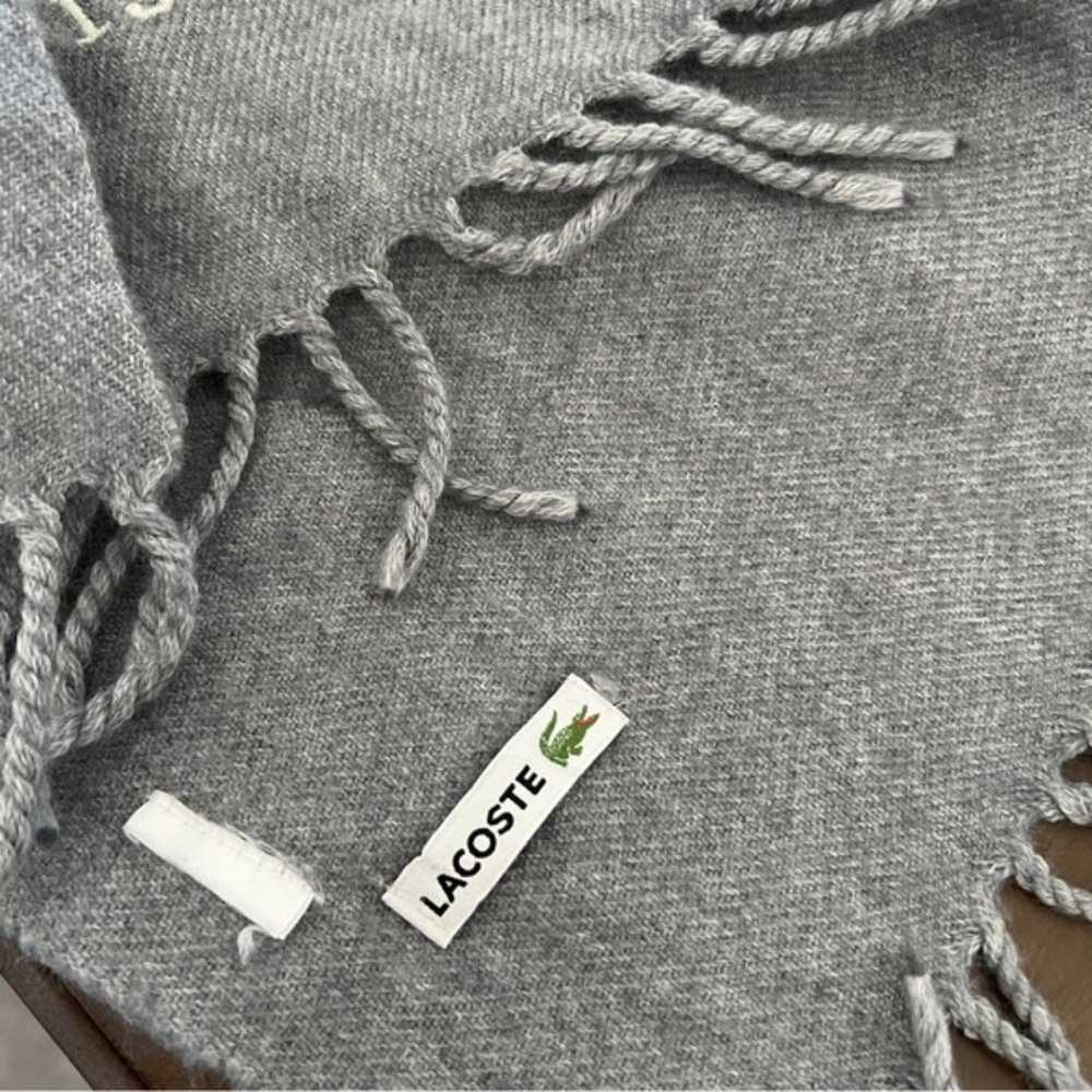 Lacoste Gray Wool Fringe Scarf - image 5