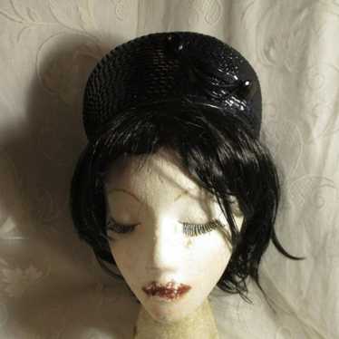 vintage woven pill box hat - image 1
