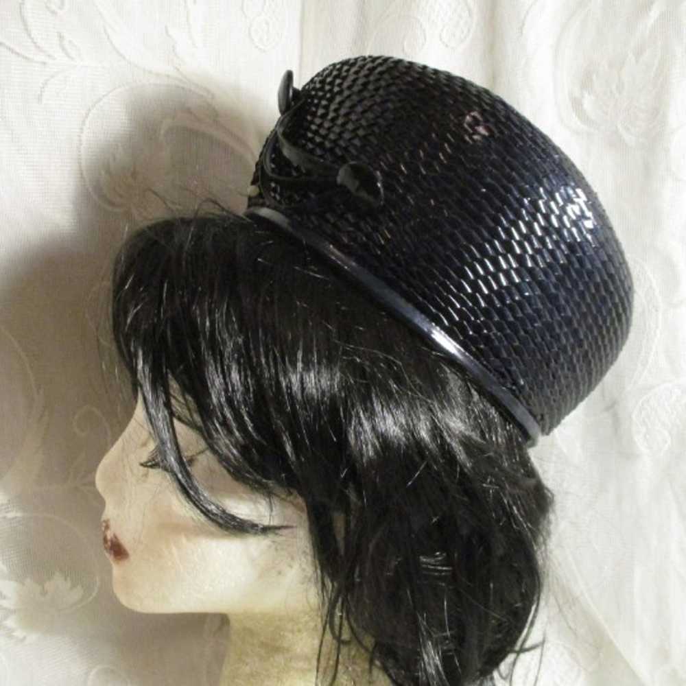 vintage woven pill box hat - image 2
