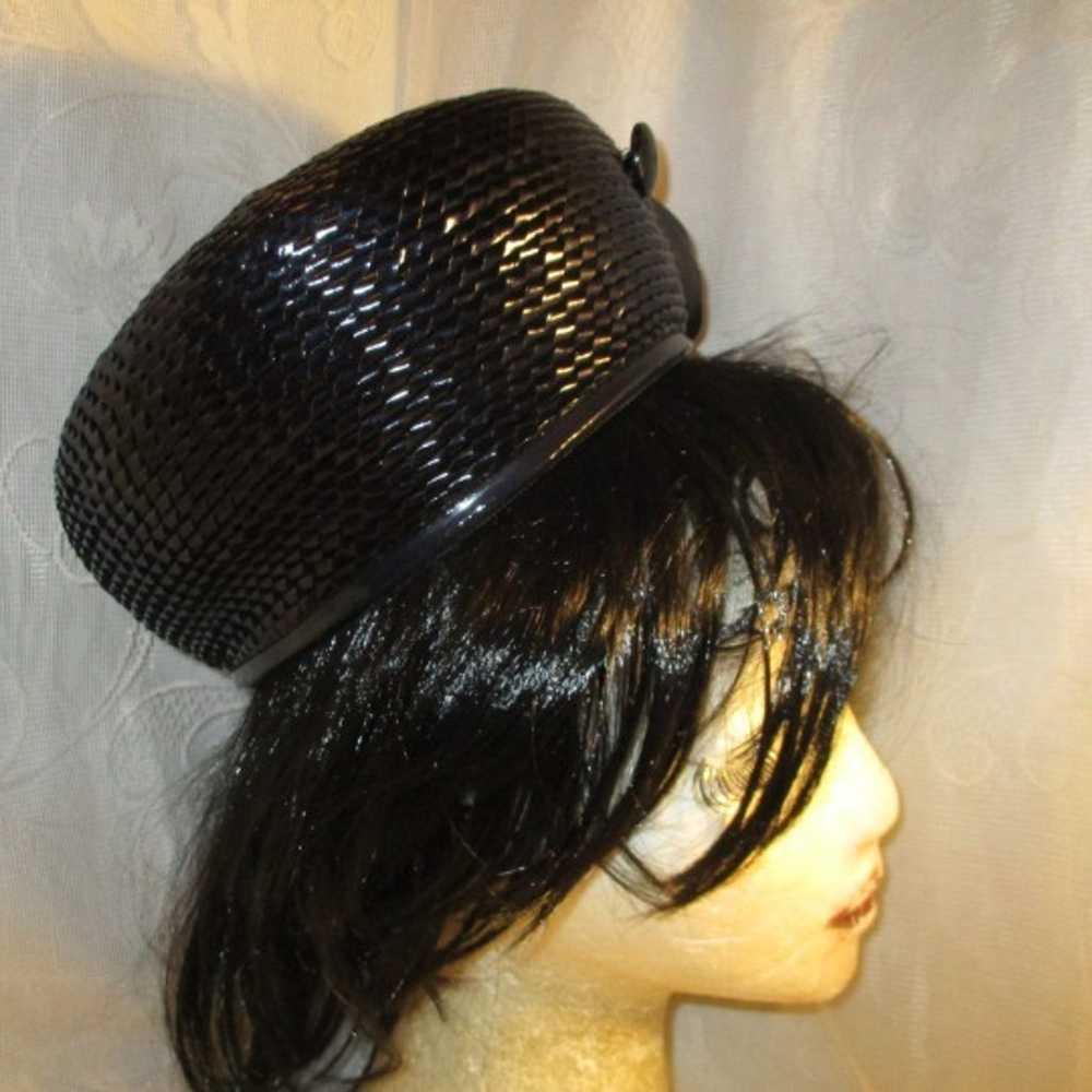 vintage woven pill box hat - image 3