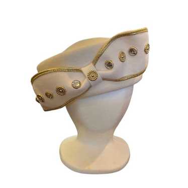 Jezebel Vintage Ladies Wool Hat with Gold Bow Acce