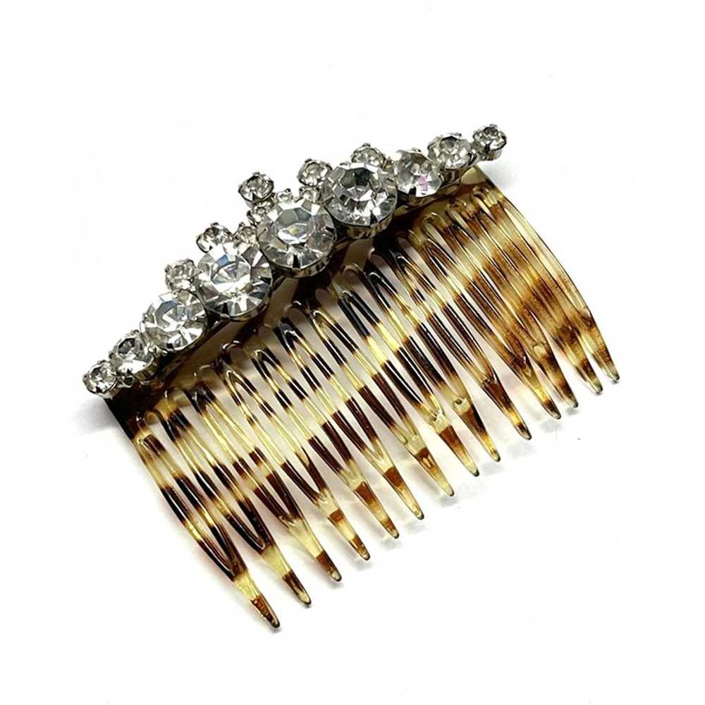 Vintage Rhinestone Plastic Hair Comb - image 2