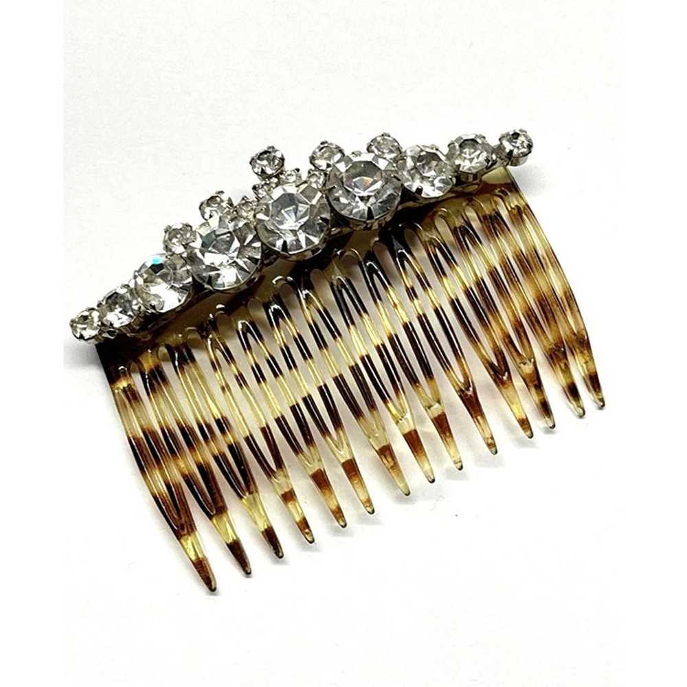 Vintage Rhinestone Plastic Hair Comb - image 3