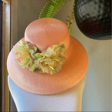 Vintage KaKyCo Tiffany Brim Hat with Flowers Light