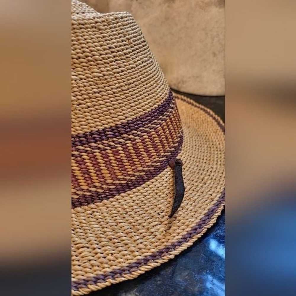 Vintage Handwoven Straw Fedora Style Hat - image 10