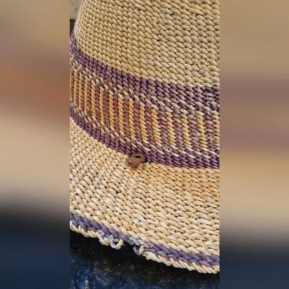 Vintage Handwoven Straw Fedora Style Hat - image 11