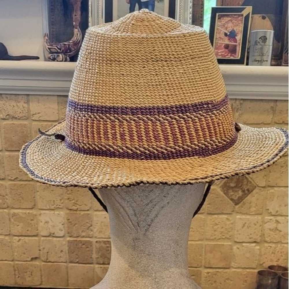 Vintage Handwoven Straw Fedora Style Hat - image 5