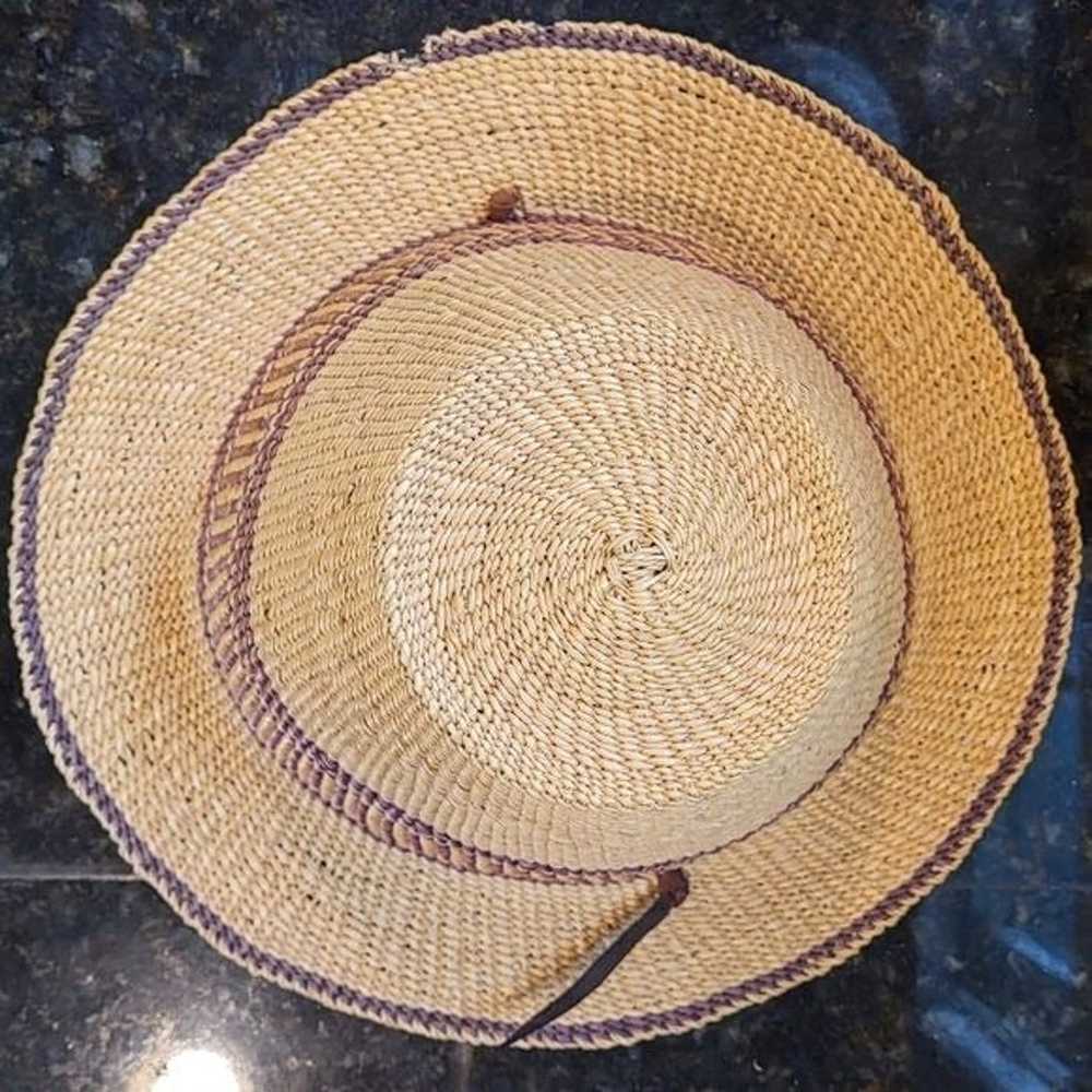 Vintage Handwoven Straw Fedora Style Hat - image 8
