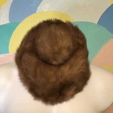 Vintage 1950’s real fur mink hat one size - image 1